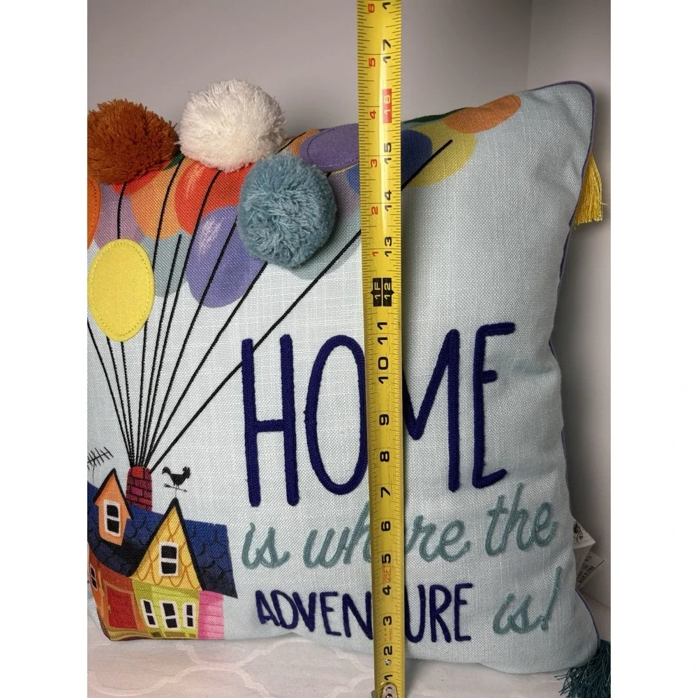 RARE Disney Pixar UP House Balloons Home Is Where The Adventure Is Throw Pillow